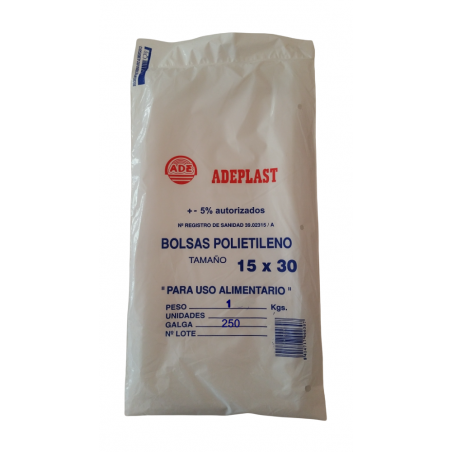 BOLSA DE POLIETILENO 15x30 cm galga 250 (monedas)