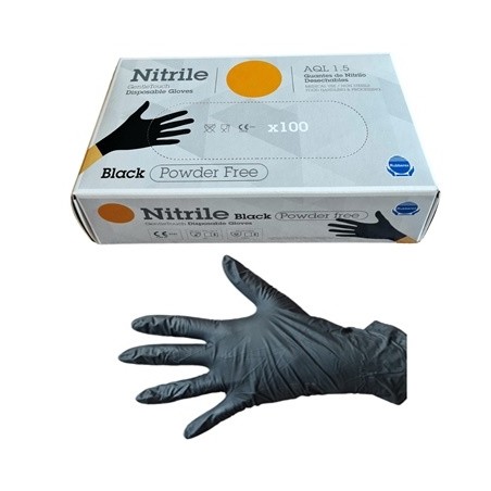 GUANTES NITRILO NEGRO SIN POLVO 3.5 GRS TALLA M